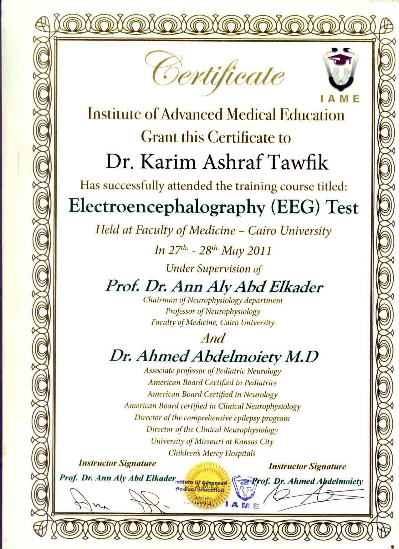 Specialized certificate in Neurology